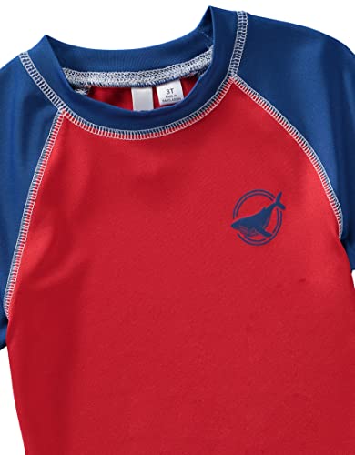 Cyndeelee Kimu Surf Boys' Rash Guard Set - 2 Piece Upf 50+ Short Sleeve Swim Shirt And Swim Trunks Rash Guard Set (12 Months-12) (10/12, Whale/Red) #TOP3