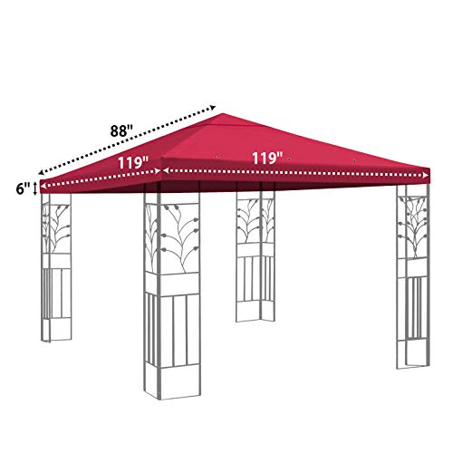 BenefitUSA 119" Lx119 W for Straight Leg Gazebo Replacement Canopy Cover Top Single Tier Canopy Top Cover (Burgundy)