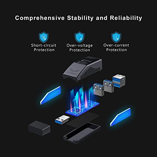 Joyreken 4-Port Mini Usb 3.0 Hub Led Light Up (Black) #TOP5