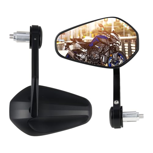 LOKLISUM Specchietti Moto Omologati, 7/8" 22mm Specchietti Retrovisore Manubrio in Alluminio Universali Compatibile con Scooter Cruiser ATV Z650 XSR900 Z900 R6 FZ09 FZ07 SV650 CB125R GSR600 MT125