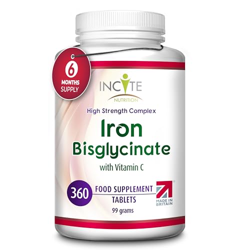 Iron Tablets - Iron Bisglycinate 28 mg, 6 Month’s Supply - 360 Iron Tablets High Strength ‘Gentle Iron’ - Iron Supplements Suitable for Vegans - Best Immune System Booster for Women & Men - Made in UK