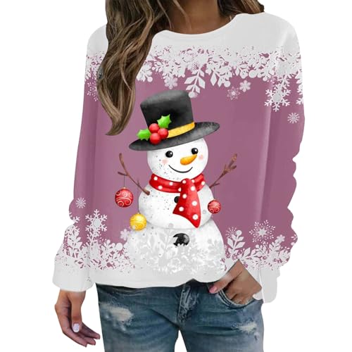 Sweat femme imprimé bonhomme de neige, pull cocooning pour vos soirées d'hiver au coin du feu