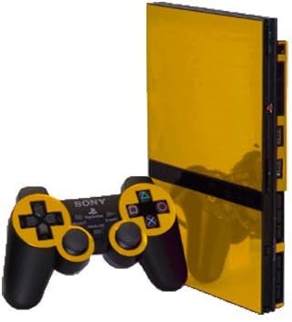 Gold Chrome Mirror - Vinyl Decal Mod Skin Kit by System Skins - Compatible with PlayStation 2 Slim Console