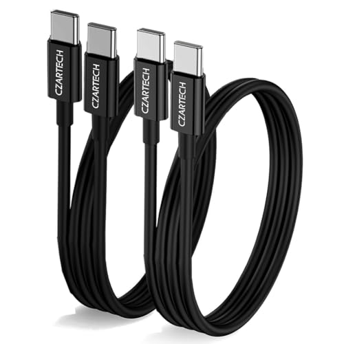 CZARTECH [Pack-2 Type-C to Type-C 60W /3 Amp Super Fast charging 5FT/1.5 Meter & Upto 480 Mbps Data Transmission Speed | Compatible for SmartPhones, Laptops, Tablets and all Type C Devices (Black)