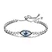 KIVN Fashion Jewelry Adjustable Bolo Evil eye CZ Cubic Zirconia Bridal Wedding Bracelets for Women(Emerald)
