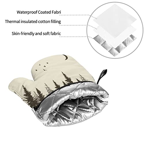 Oven Mitts And Pot Holders Sets Of 4 Deer In The Forest Cabin Fog Bird Mountain Hunting Yellow And Coffee Country Moose Polyester Oven Mitts With Oven Gloves And Hot Pads Potholders For Kitchen Bbq #TOP7
