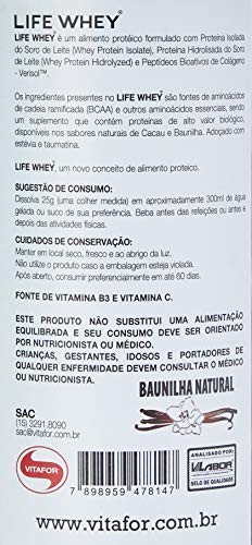 Life Whey Protein Isolado e Hidrolisado - 450G Baunilha Natural - Vitafor, Vitafor