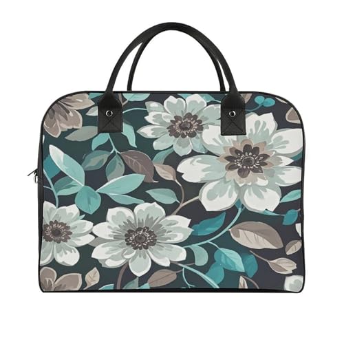 Maletín floral gris y blanco para laptop ligero miniatura 3