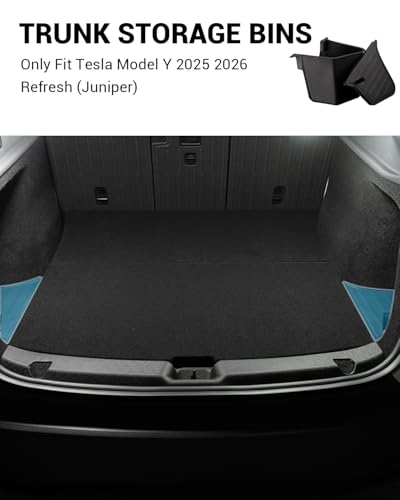 Image of Motrobe 2025 2026 Tesla Model Y Juniper Trunk Organizer Rear Trunk Storage Bins with TPE Lid Waterproof Trunk Side Storage box Model Y Refresh Interior Accessories(5-Seater ONLY, Not Fit 7-Seater)