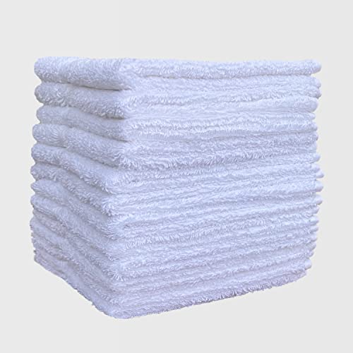 London Linens Co. Toallas faciales de franela blanca de lujo paños de lavado ≥500 g m² altamente absorbentes y suaves ideales para gimnasio spa y cocina de 30 x 30 cm (paquete de 12 100% algodón)