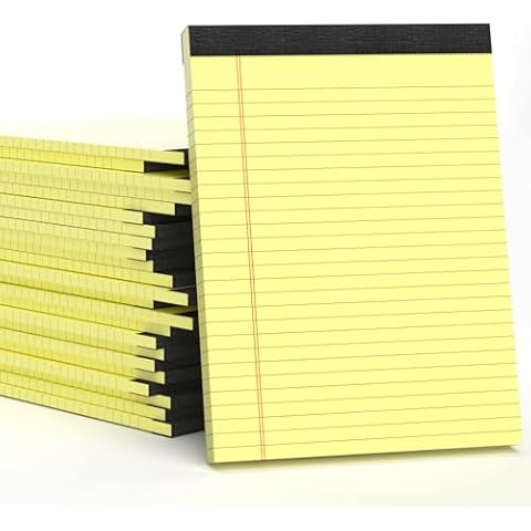 24 Pack Yellow Note Pads 8.5 x 11 Wide Ruled Lined Writing Pads of Paper Yellow Legal Pads Letter Size 8.5 x 11 Notebook for Work Legal Notepads 8.5 x 11 Yellow Lined Paper Pads 27 Lines-30 Sheets/Pad Cover