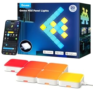 Govee Mini Panel Lights, RGBIC Wall Lights, Smart LED Wall Panels, Works with Matter, Alexa, Google Assistant, Sync with Music, DIY Gaming Light for Home Decor, Office, Bedroom, 20 Pcs