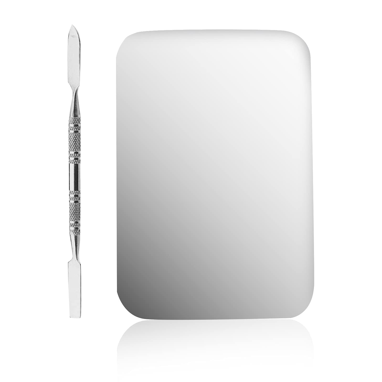 Stainless Steel Makeup Palette Spatula Rectangle Shape Foundation Mixing Plate-image-3