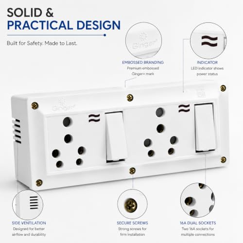 Image of Ginger+ 16 Amp Double Universal Socket Board, White