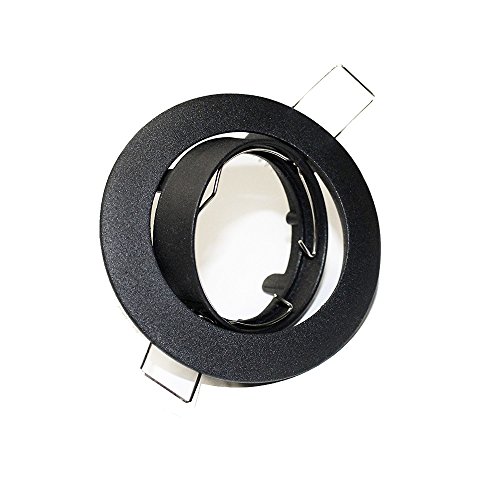wonderlamp 1 Unidad Foco empotrable Basic techo Redondo, incluye Portalámparas GU10, Diámetro de 8,5 x 1,5 cm. Ojo de buey basculante 30°, Negro