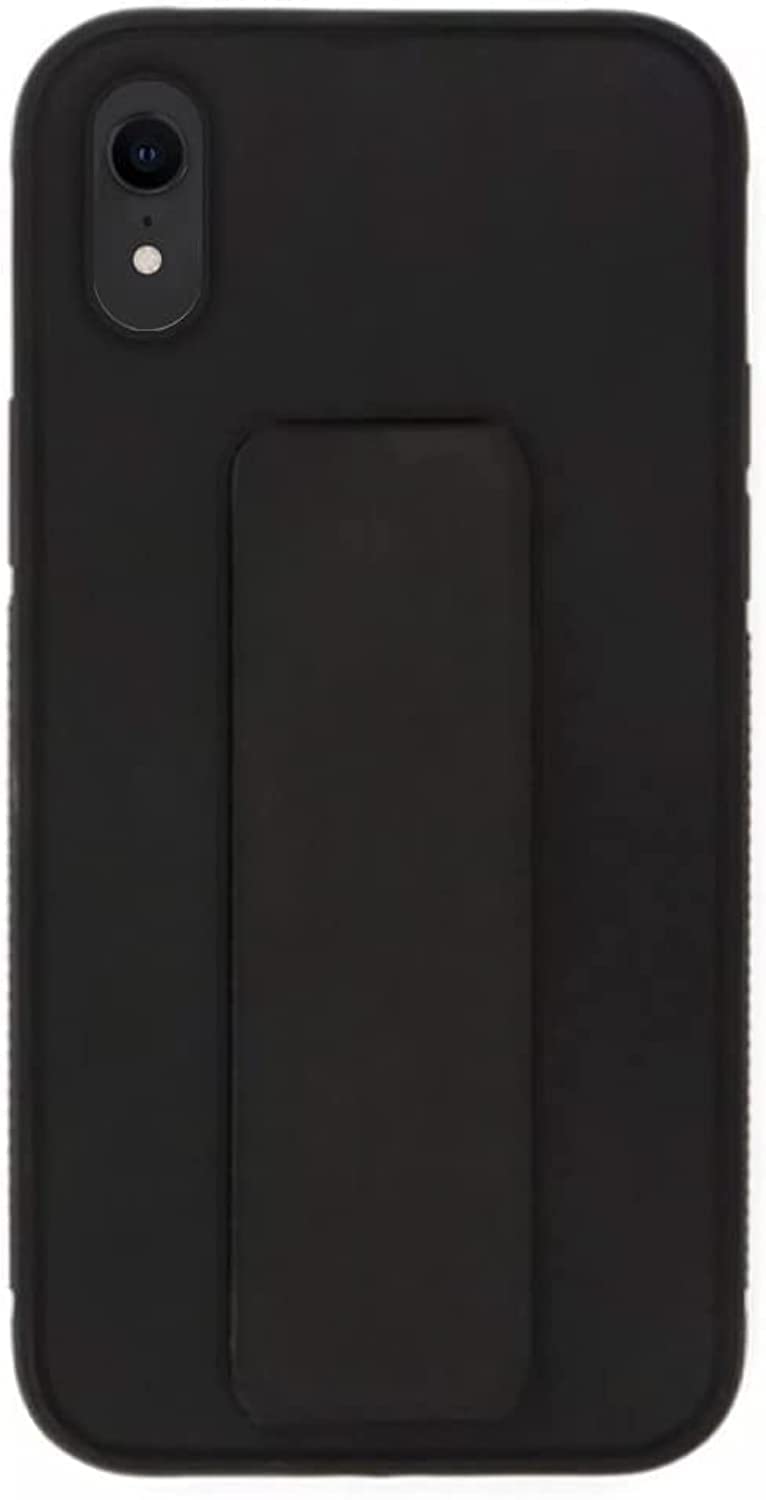 iPhone XR Magnetic Car Holder Cover Soft Silicone Horizontal and Vertical Kickstand Case Wrist Strap Shockproof Anti Fingerprint Case (Iphone Xr, Black)