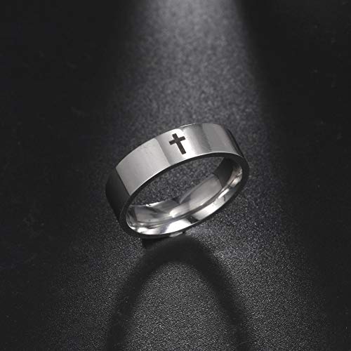 Dreamtimes Kreuz Ring Edelstahl Kreuz für Christian Jesus Christus Lord, Gebetsschmuck Silber 23MM