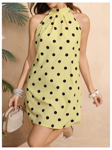 Image of Floerns Women's Sleeveless Floral Print Sundress Halter Neck A Line Short Dress