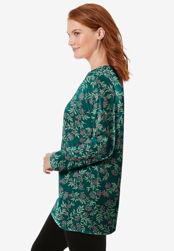 Woman Within Plus Size Perfect Printed Long-Sleeve Crewneck Tunic3