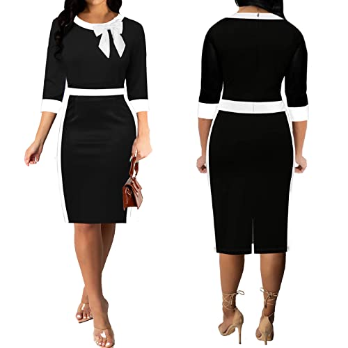 Image of Xinlees Women's Bodycon Pencil Dress Sexy Short Ruffles Sleeve Clubwear Basic Fitted Outfits Casual Midi Dresses