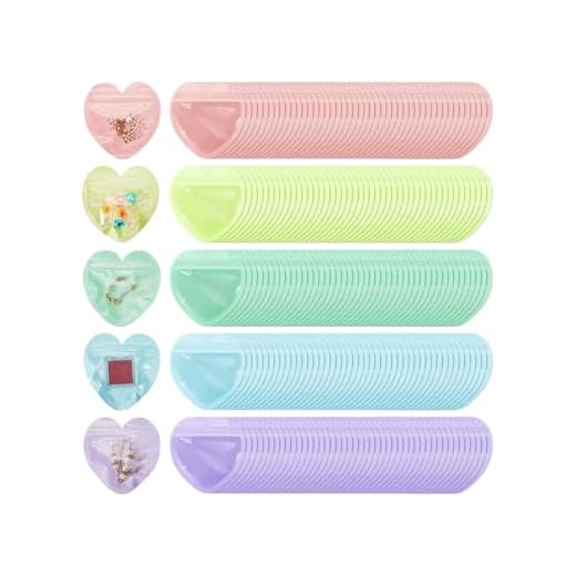 20PCS Heart-shaped jewelry packaging bag (Pink-1,One Size)