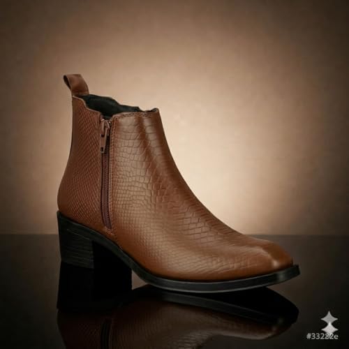 Image of Men's Chelsea Boots with Zipper closure | Croc Textured Leather | Cuban Heel | Italian Design | TPR Sole | Cushioned Insole