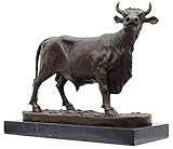 Materiau: Bronze / pierre aubaho Statue Taureau Vache de Bronze Sculpture Figurine 35cm
