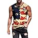 Herren Street Sports Fitness Tall and Big Wicking Muscle American Flag Cross Print Ärmelloses T-Shirt Digitale Uhr Kinder