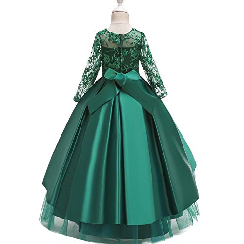 REXREII Flower Girls Tulle Dress Long Sleeve Lace Birthday Wedding Bridesmaid Party Prom Formal Dance Evening Ball Gown3