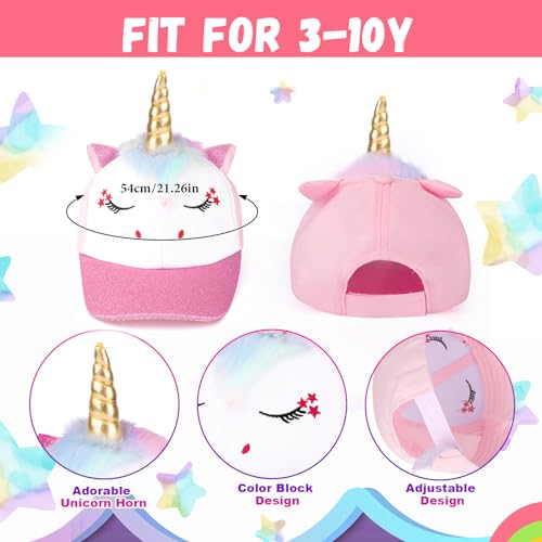 Unicorn Baseball Cap Sunglasses Set, Cute Unicorn Trucker Hat, Adjustable Baseball Hat for Girls, Outdoor Sports & Travel2