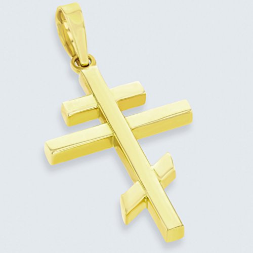 Jewelry America 14K Yellow Gold Plain Russian Orthodox Cross Pendant2