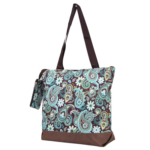 Image of NGIL Medium Top Zipper Closure Canvas Tote Bag with Attached Matching Coin Purse For Moms and Nurses