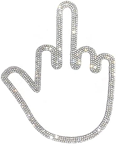 Middle Finger Bling Decal, Car Rear Trunk Bumper Sticker, Sparkly Lightening Bounce-Off High-Beam Reflective Sticker 6'' Height