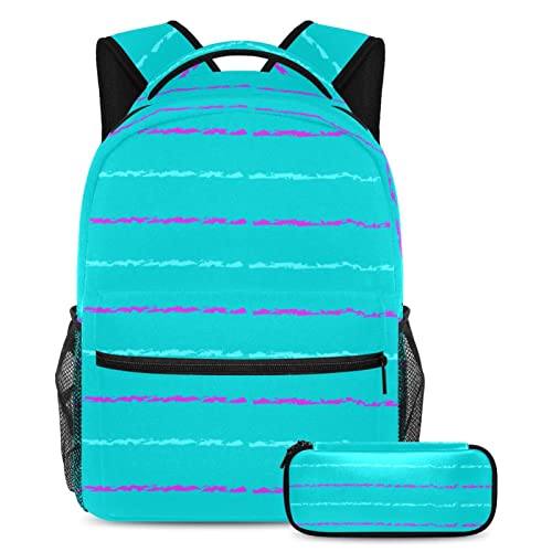 Sac à dos ordinateur portable rayure d'été bleu rose léger et stylé