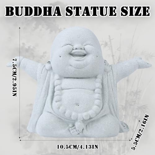 Estatua Buda Sonriente de Piedra de Arenisca para Decoración miniatura 4