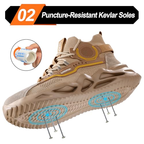 Image of LAoutun Steel Toe Shoes for Men Work Shoes Safety Sneakers Comfortable Lightweight Puncture Proof Slip on Indestructible Construction Work Shoes