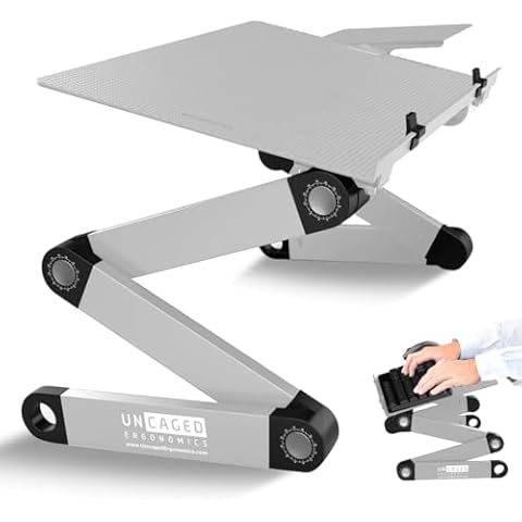 Uncaged Ergonomics Adjustable Keyboard Tray, Silver, Keyboard Tray, Ergonomic, Wrist Support, Portable, Universal, Aluminum Cover