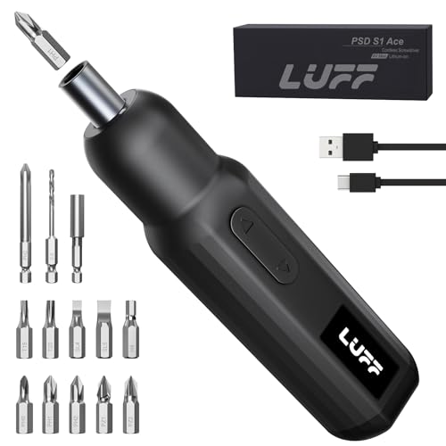 Electric Screwdriver Set,4V Cordless Rechargeable Screwdriver with 250 RPM Powerful Motor, USB-C, LED, 1 Drill Bit, 12 Bits for Furniture/Electrical