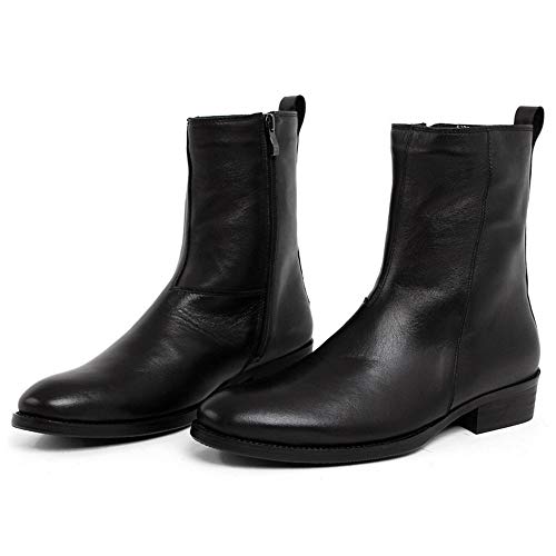 Ankle Boot for Men Mid-Calf Boot Slip On StyleGenuine Leather Side Zipper Pointed Toe Outsole Easy Care3