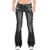 Generic-womens-Straight Soluo Women's Slimming Girlfriend Jeans Plus Size Stretchy Skinny Bell Bottom Bootcut Pant Fringed Trim Low-Rise Jeans (Black, X-Large)