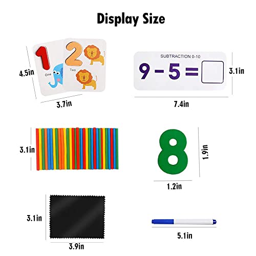 Image of PLUSPOINT Wooden Number Counting Math Game with Flash Cards and Counting Stick Calculation Montessori Toys Game for Toddlers Age 3-10 Year Olds Kids