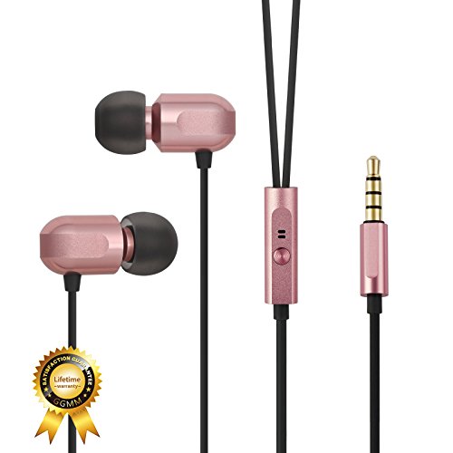 Earbuds, GGMM Wired Earphones Noise Isolating Headphones Earbuds with Microphone Heavy Deep Bass Earphones Ear Buds, in Ear Headphones Fits All 3.5mm Interface Device (C700-Gold)