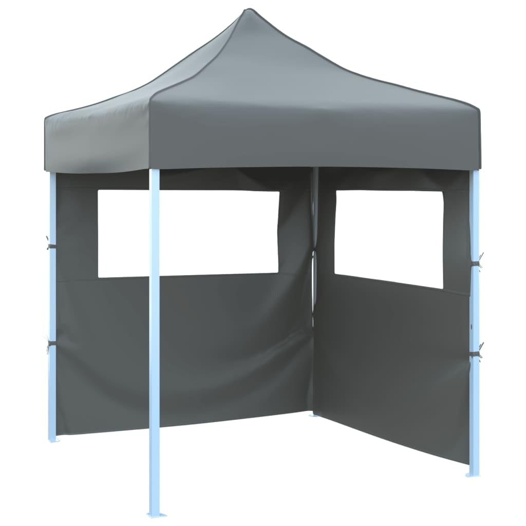Gartenpavillon, faltbar, für den Außenbereich, mit 2 Seitenwänden, 2 x 2 m, Stahl, Anthrazit
