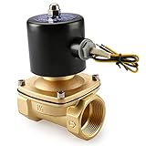 Baomain Brass Electric Solenoid Valve NPT 1-1/2 Inch AC 110V Thread Direct Acting Normally Closed Compatible with Water Air