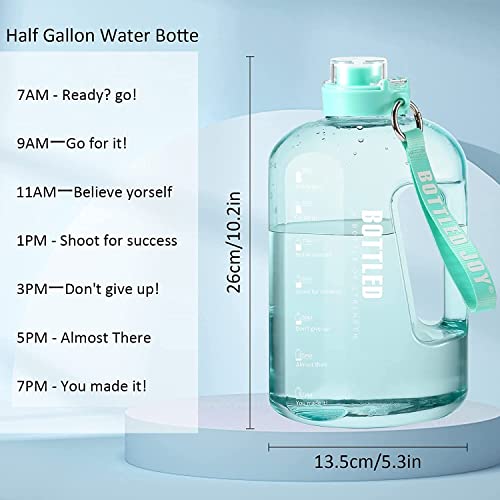 Image of 2.5 Liter Motivational Sports Gym Bottle Daily Water Intake With Time Markings Bpa-Free. Leak Proof For Adults For Gym, Travel And Office (Green+Purple) - Plastic