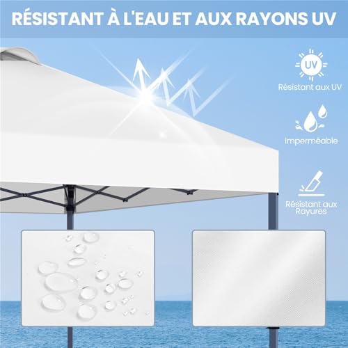 Barnum pliant 3x3 avec protection UV 50+ et kit complet de sacs de sable de lestage