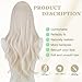 FREE BEAUTY Long platinum Blonde Wavy Wig for Women 26 Inch Middle Part Curly Wavy Wig Natural Looking Synthetic Heat Resistant Fiber Wig for Daily Party Use