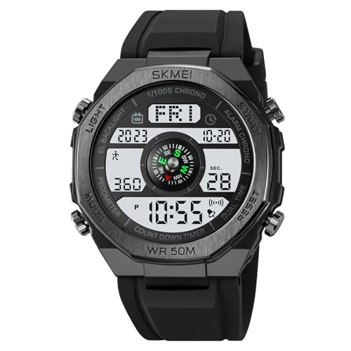 Image of SKMEI Men Watch Compass Pedometer Calories Sport Watch LED Digital Stopwatch Boy Digital Sport Wristwatch