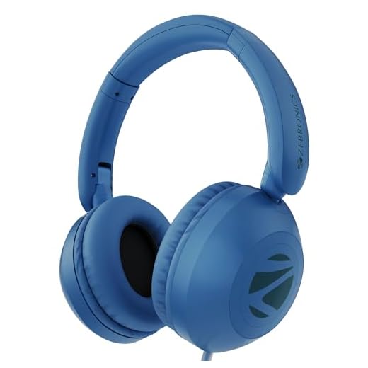 ZEBRONICS Boom Wired Headphone, Over Ear, in-Line MIC, Foldable, 1.5 Meter Cable, for 3.5mm (Mobile | Tablet | Laptop | MAC), Soft Cushion, 40mm Drivers (Blue)