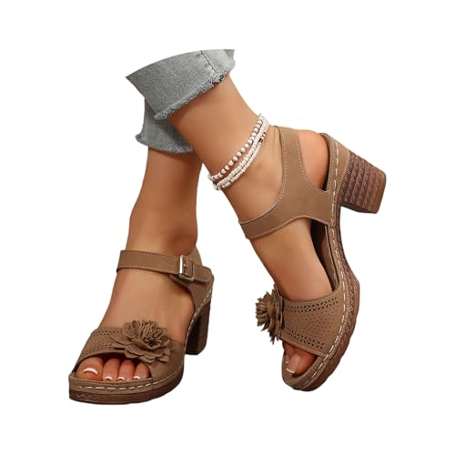 Wide Width Orthopedic Sandals for Women Dressy Boho Slip-On Platform,Open Toe Summer Beach Shoes, 2026 New (Brown,24.0 cm) [���s�A��